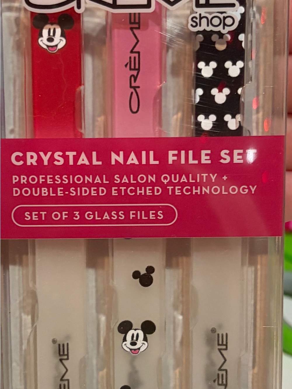 Crystal Nail File Set with Mickey Designs - Pink, Red, Black, White